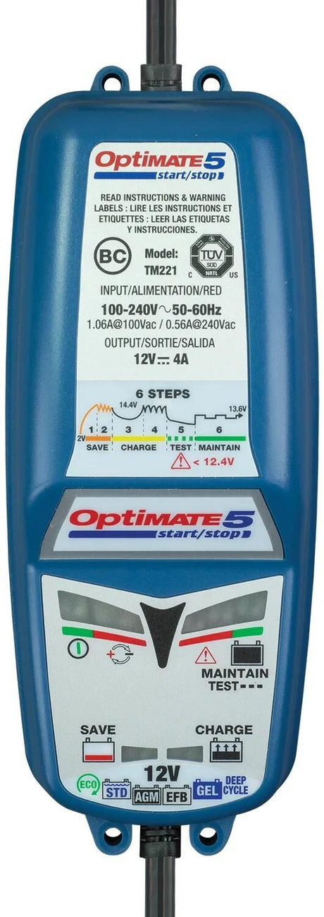 Tecmate batterioplader optimate 5 start stop optimate 5 oplader 4a