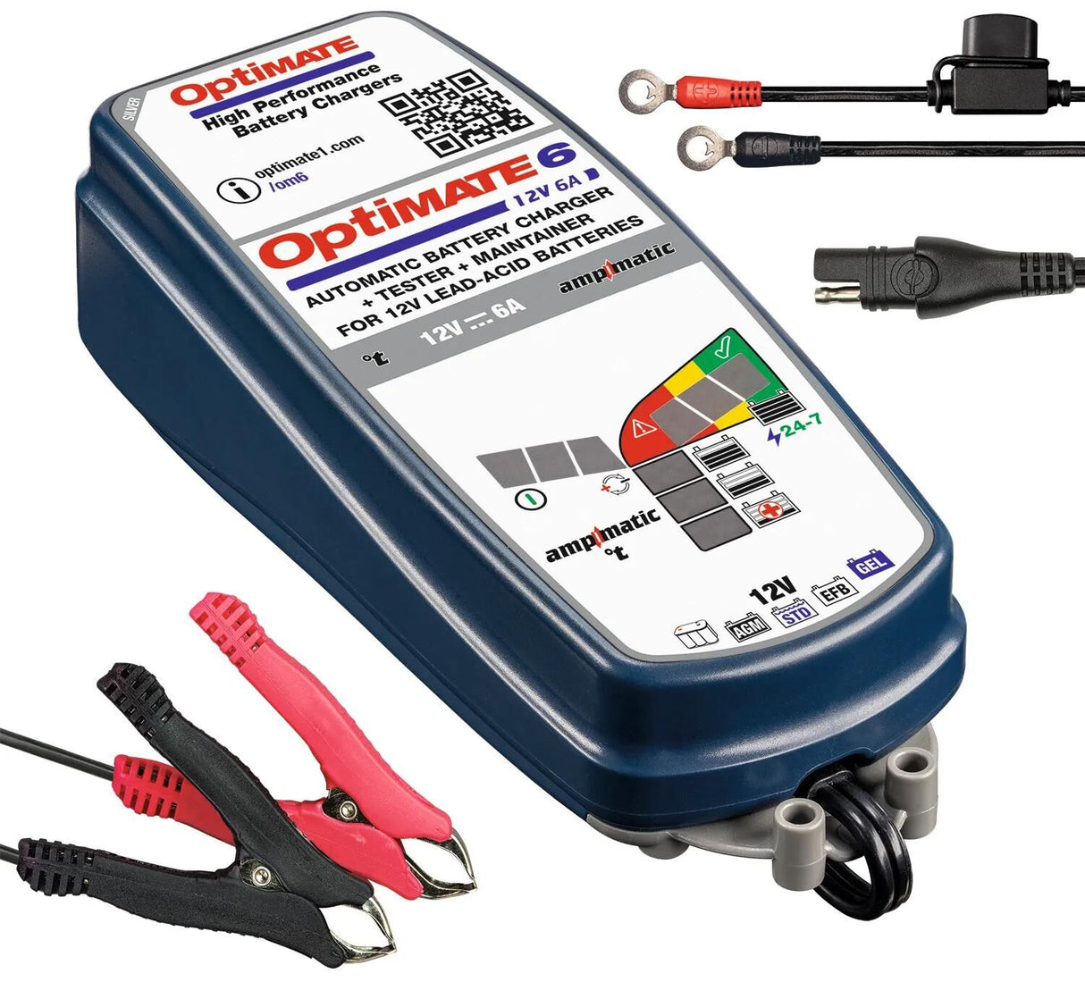 Tecmate batterioplader optimate 6 ampmatic 6a optimate 6 oplader ampmatic 6a