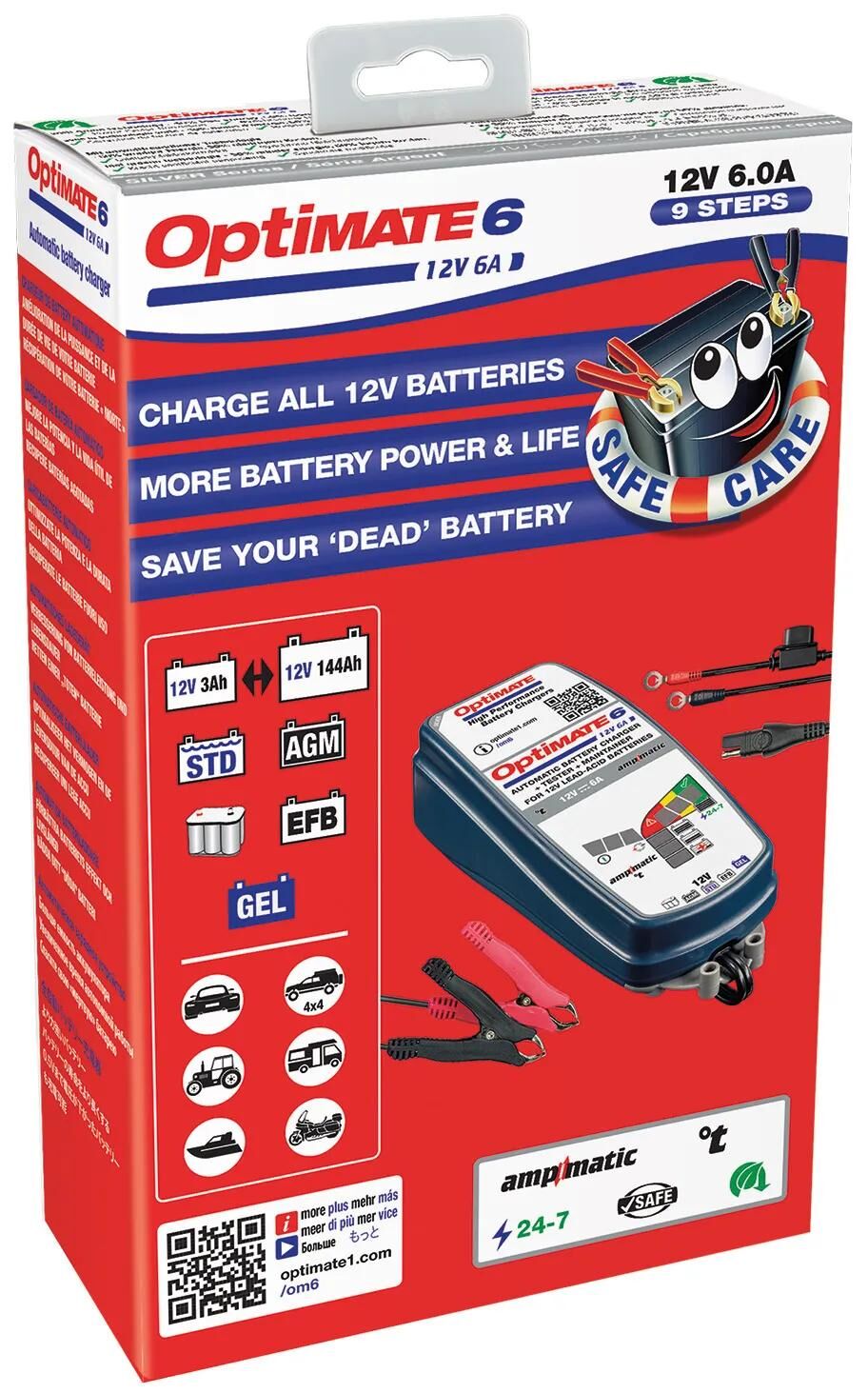 Tecmate batterioplader optimate 6 ampmatic 6a optimate 6 oplader ampmatic 6a