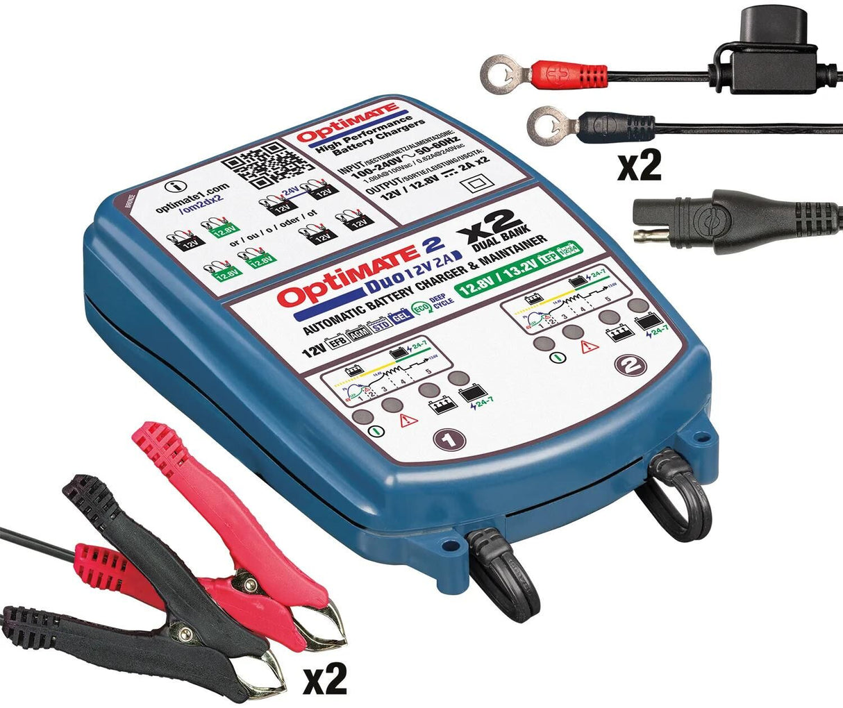 Tecmate batterioplader optimate 2 duo optimate 2 oplader duo 2-personers bænk