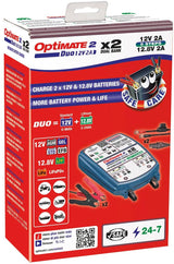 Tecmate batterioplader optimate 2 duo optimate 2 oplader duo 2-personers bænk