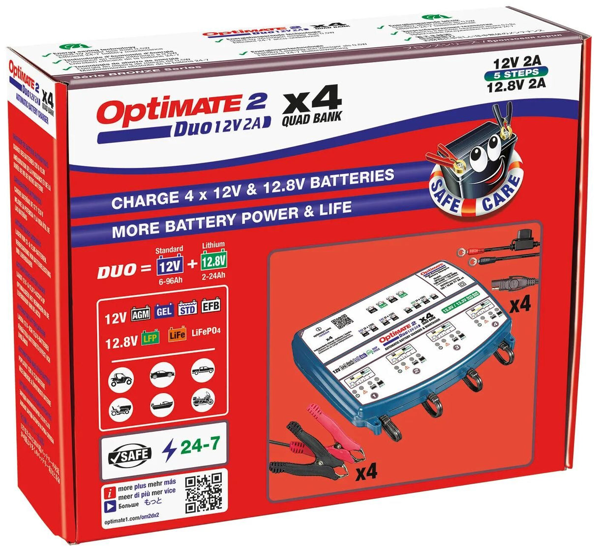 Tecmate batterioplader optimate 2 duo optimate 2 oplader duo 4-personers bænk
