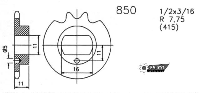 Esjot drivpinion 0850 tandhjul 415 15z standard