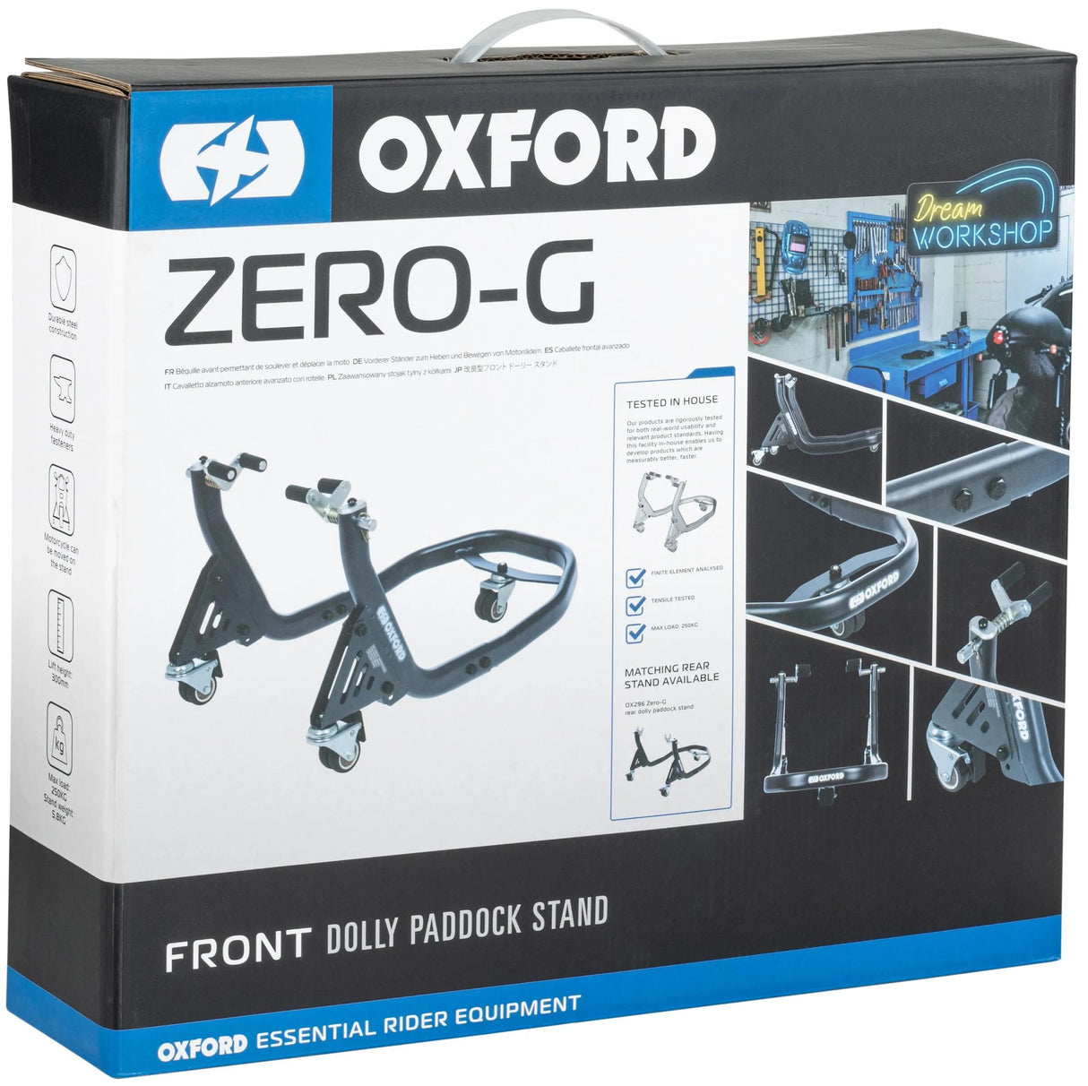 Oxford monteringsstativ zero-g-dolly montagetest. zer front sort