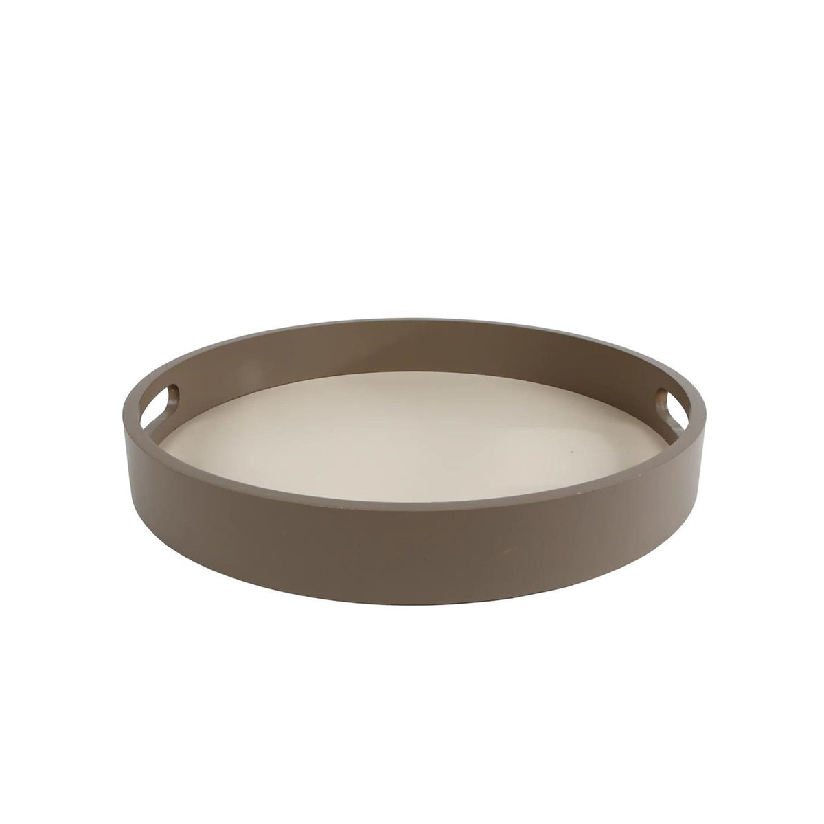 Bakke bjarne rund råhvid taupe træ 30x30x4cm