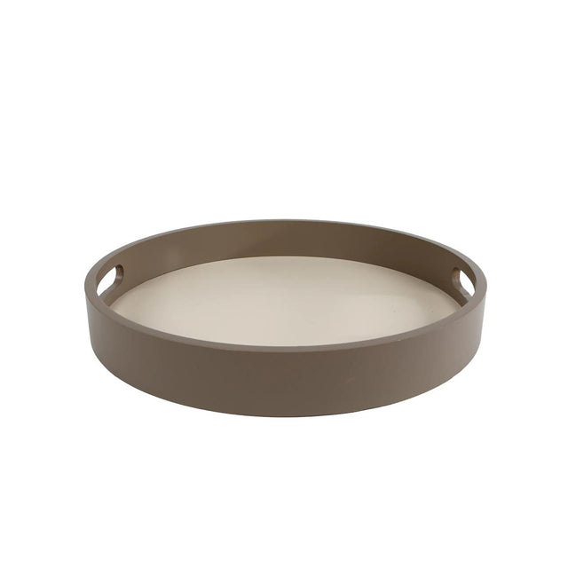 Bakke bjarne rund råhvid taupe træ 30x30x4cm