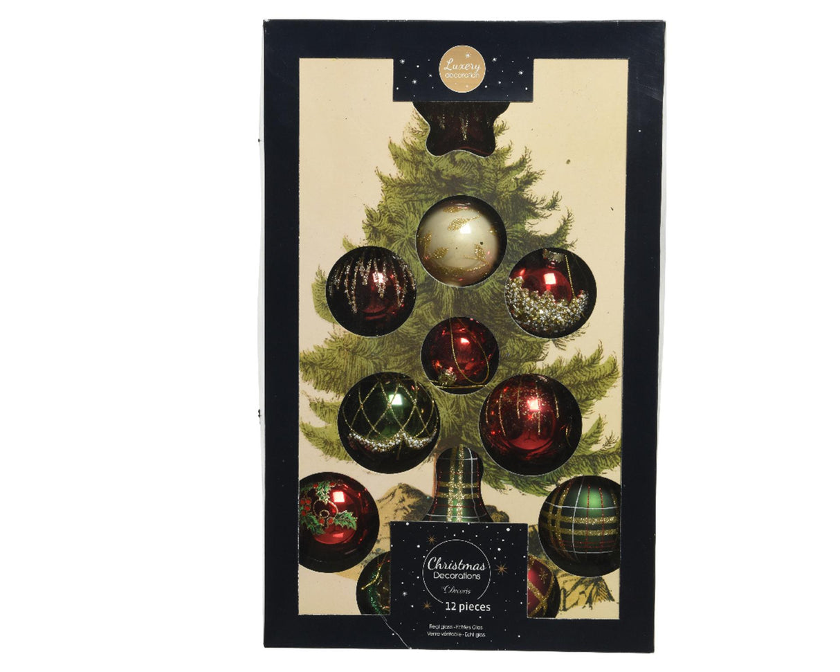 Decoris luksus julekugler blander glas assorterede julefarver