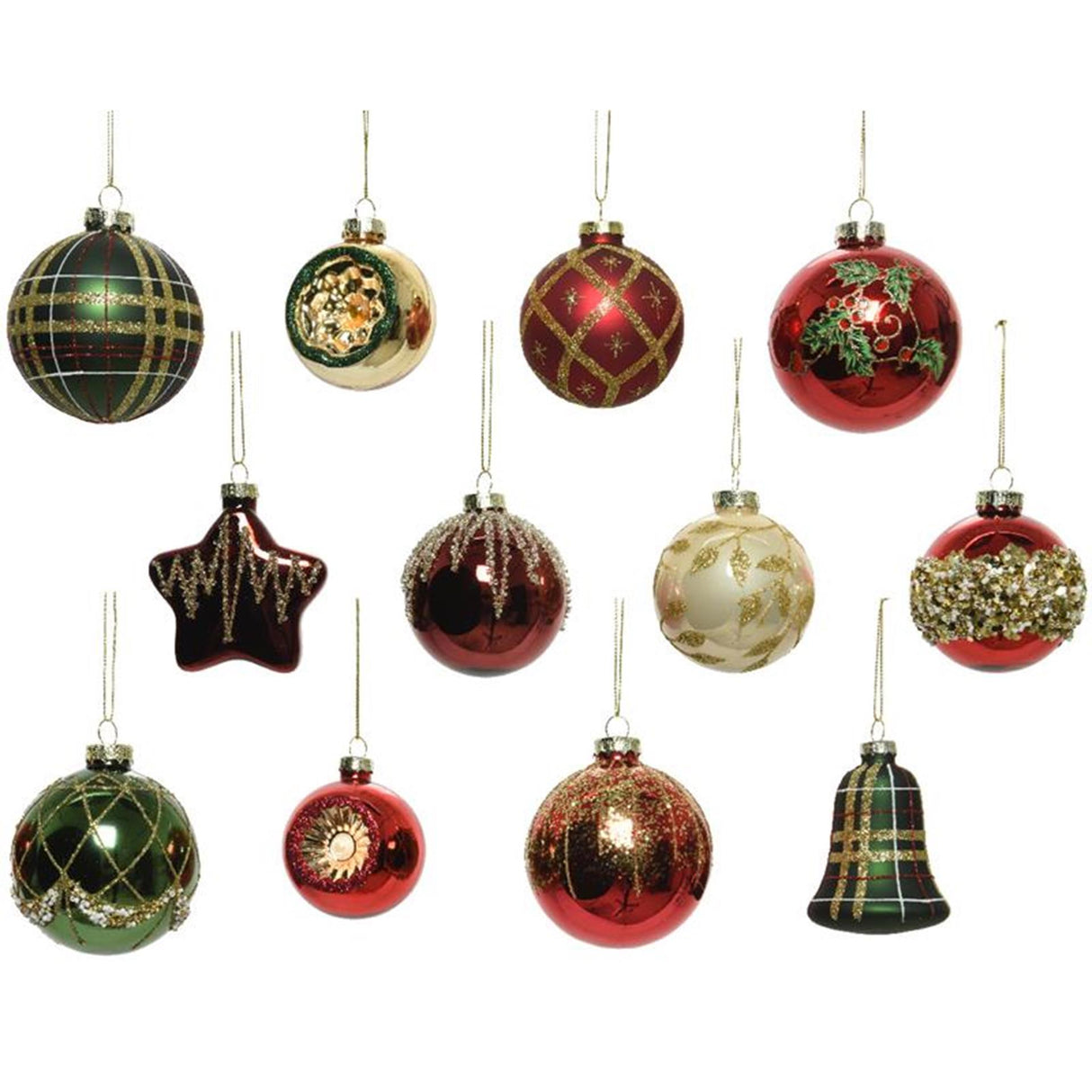 Decoris luksus julekugler blander glas assorterede julefarver