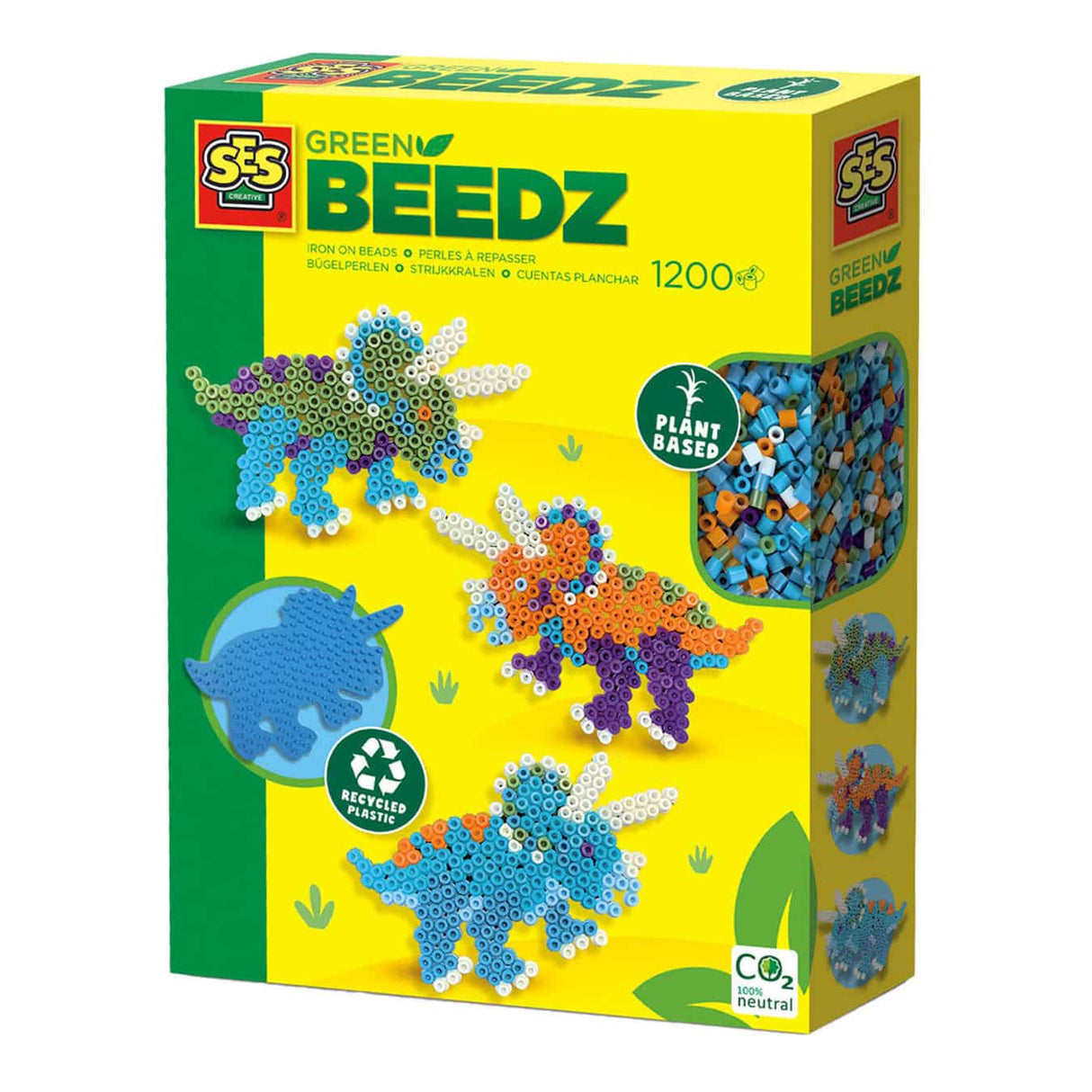 Ses creative ses green beedz - strygeperlesæt triceratops dino