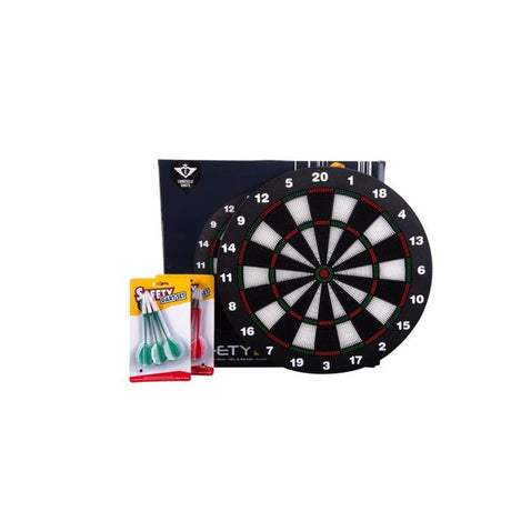 Longfield børnevenlig dartskive - ø 42 cm - inklusiv 2 sæt softip dart 18 gram - sikker dartskive til børn - børnesikkerhed -