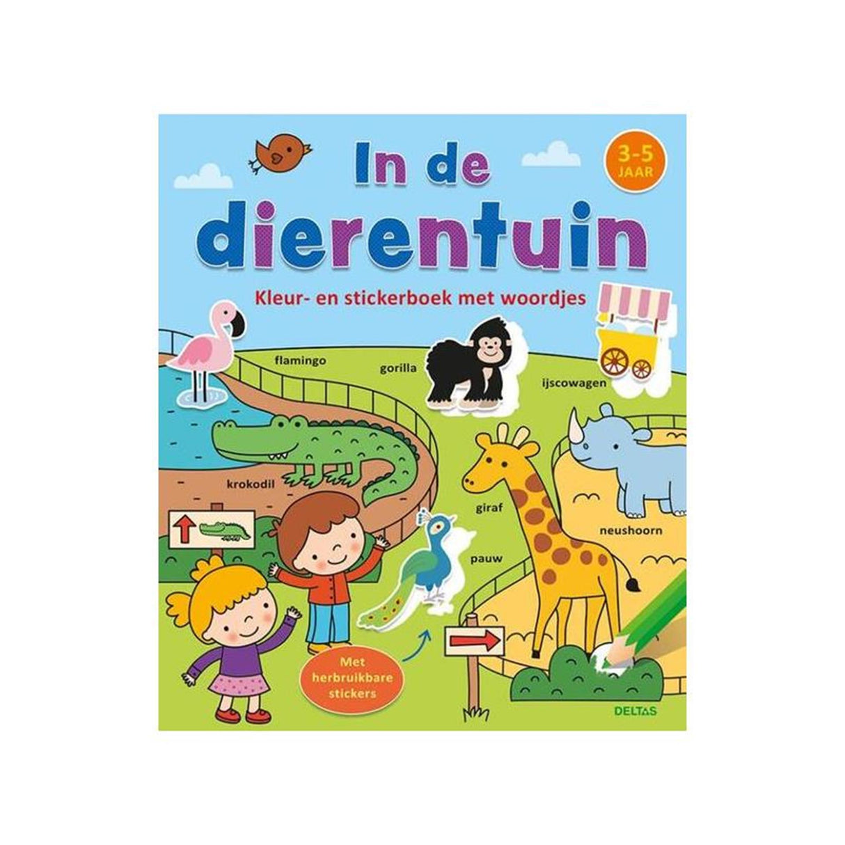 Deltas Color and Sticker Book med ord - i zoologisk have