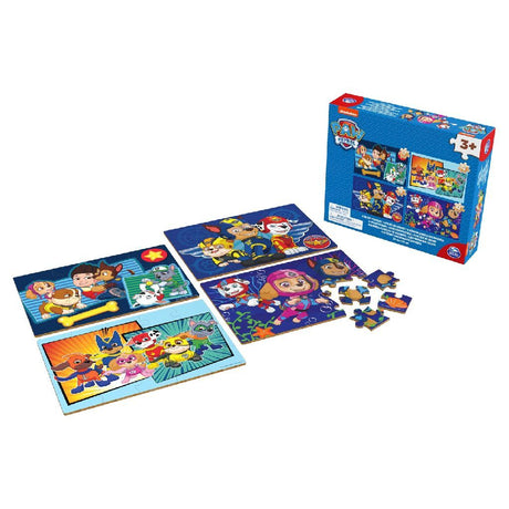 Paw patrulje skoæske 4 træpuslespil 12-16-20-24 brikker