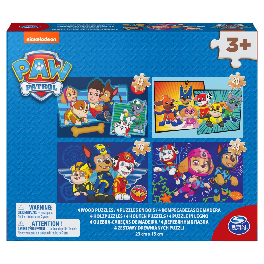 Paw patrulje skoæske 4 træpuslespil 12-16-20-24 brikker