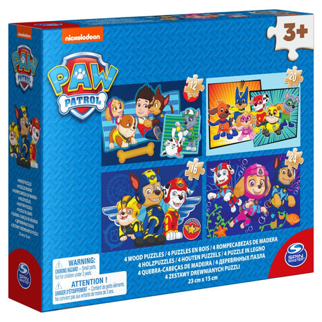 Paw patrulje skoæske 4 træpuslespil 12-16-20-24 brikker