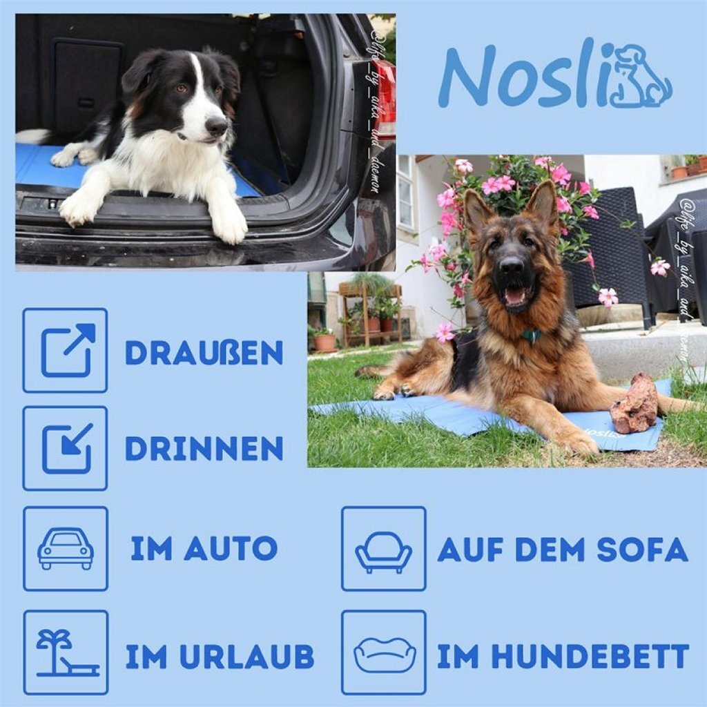Nosli nosli selvkølende kølemåtte til hunde og katte 50x90 cm havblå