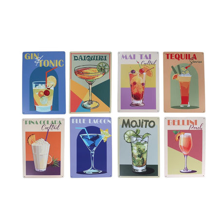 Vægplade cocktails metal 20x30cm