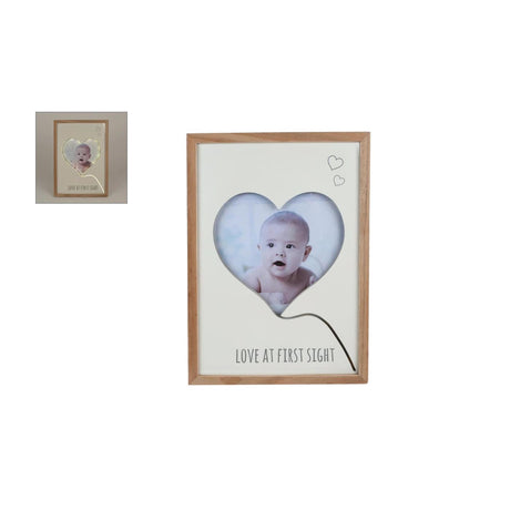 Fotolijst love first sight m led beige l.bruin hout 28x40x2cm