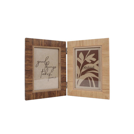 Fotoramme pil dobbelt (10x15) beige brun polystone 30x20x2cm