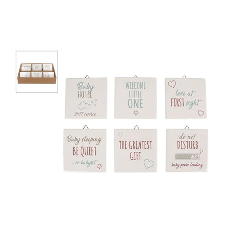 Home styling tegeltje baby met tekst aardewerk 10x10x0,7cm