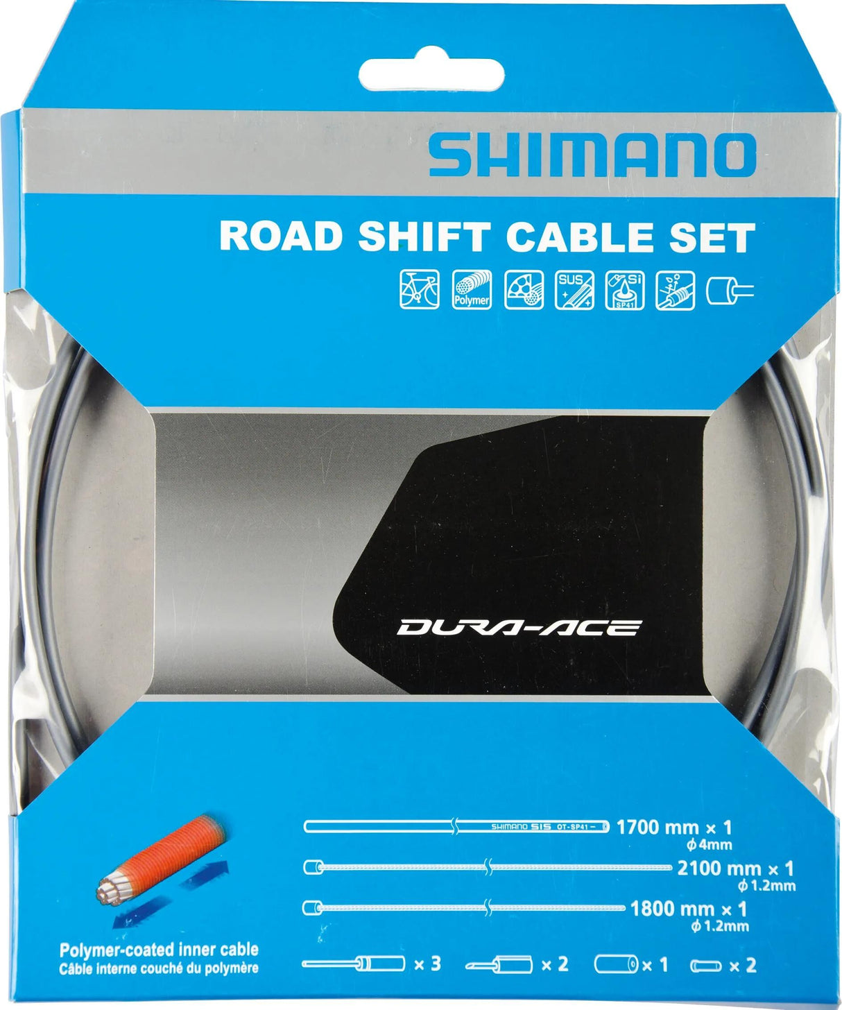 Shimano gearkabelsæt dura ace bc-9000 shim.derail.cab.set da bc9000 polymer gr.