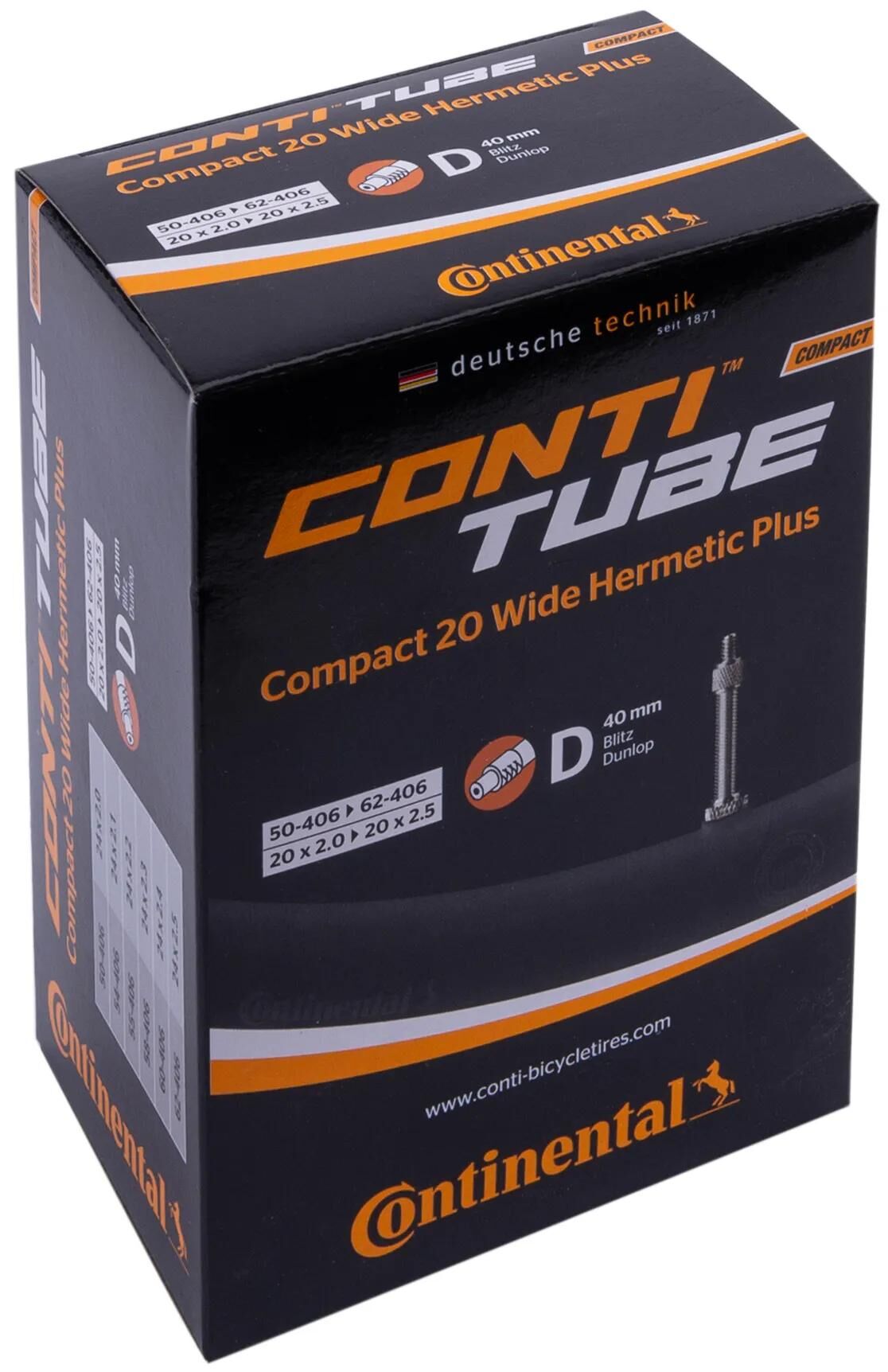 Continental inderrør compact 20 wide hermetic plus tube conti compact 20 wide her.plus dv 40mm