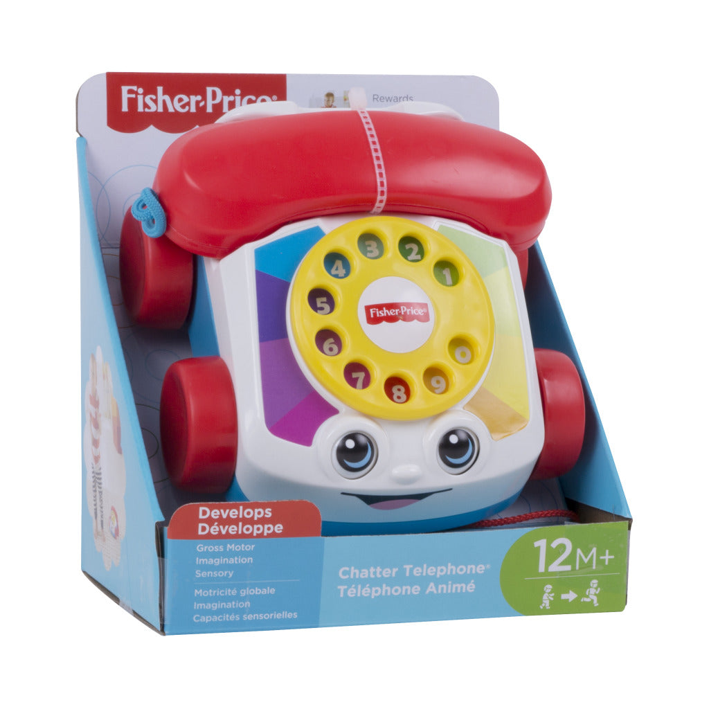 Fisher-price småbørnstelefon - med træksnor - legetøjstelefon