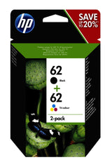 HP blækpatron n9j71ae nummer 62 2 stk cyan gul magenta sort