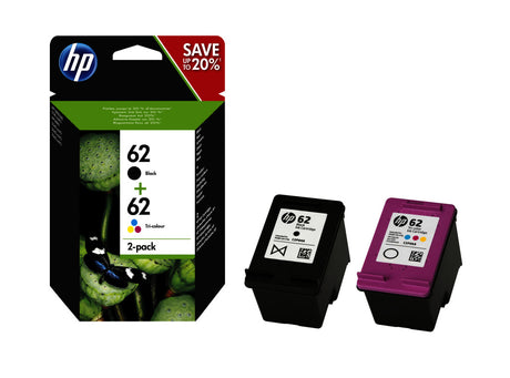 HP blækpatron n9j71ae nummer 62 2 stk cyan gul magenta sort