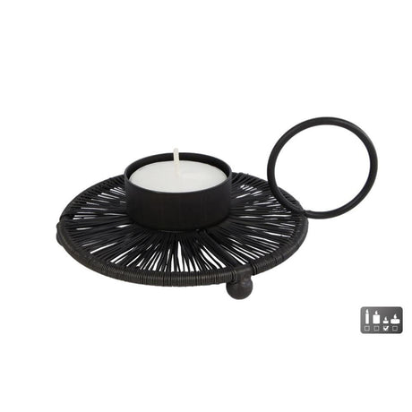 Cosydecor fyrfadsstage wire sort metal 14x11x4cm (ekskl. fyrfadslys)