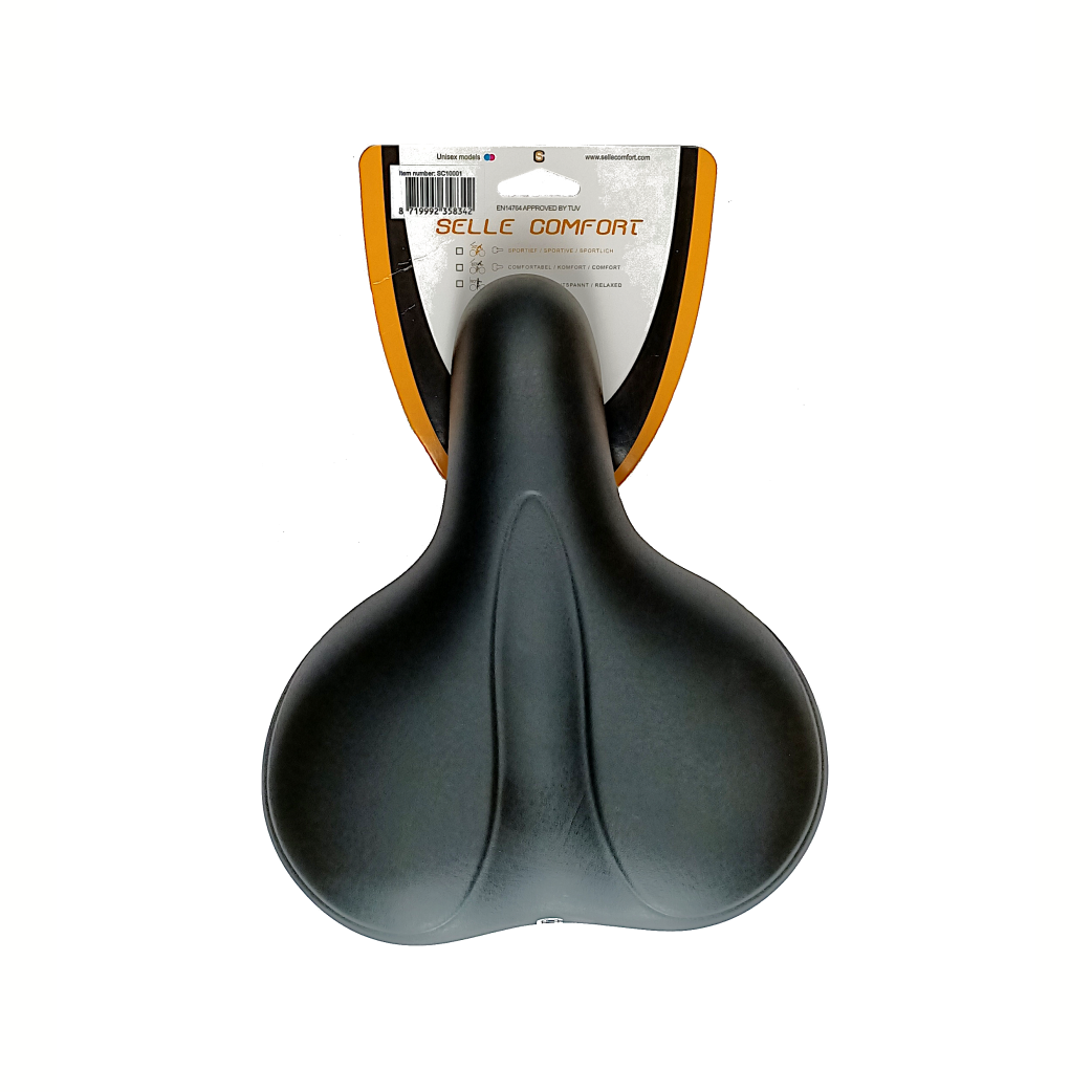 Selle komfort sadel e-cykel blød medium sort, uden en slynge