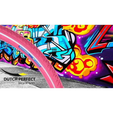Dutchperfect dæk dutch perfect 28 x 1,40 40-622 mm anti-punktur - pink med refleks