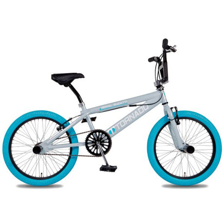 Royal BMX cykel - Bugatti tornado freestyle 20 tommer - lyseblå grå med blå dæk