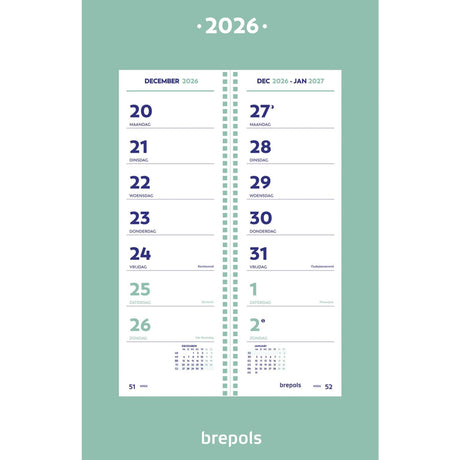 Væg 2-ugers kalender brepols 19x34cm