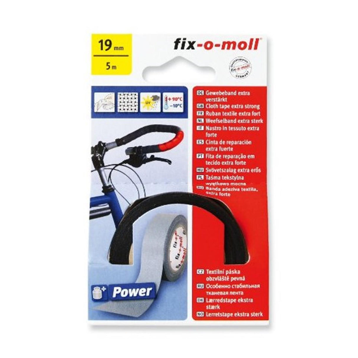 Fix-o-moll powerband tekstil 5mx19mm sort