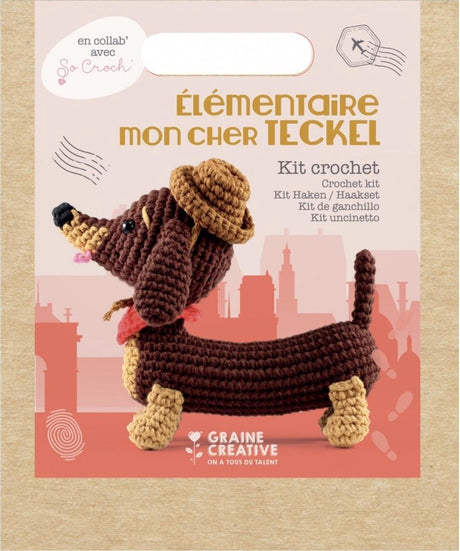 Graine creative hæklesæt gravhund amigurumi - 18 cm krammehund - gave