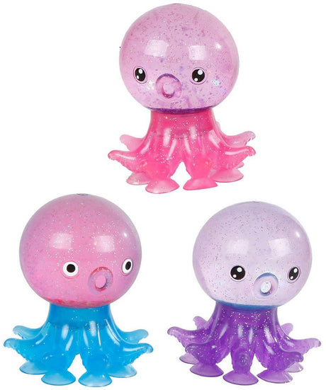 Destination Deep Octopus Glitter Squeeze Ball med sugekopper