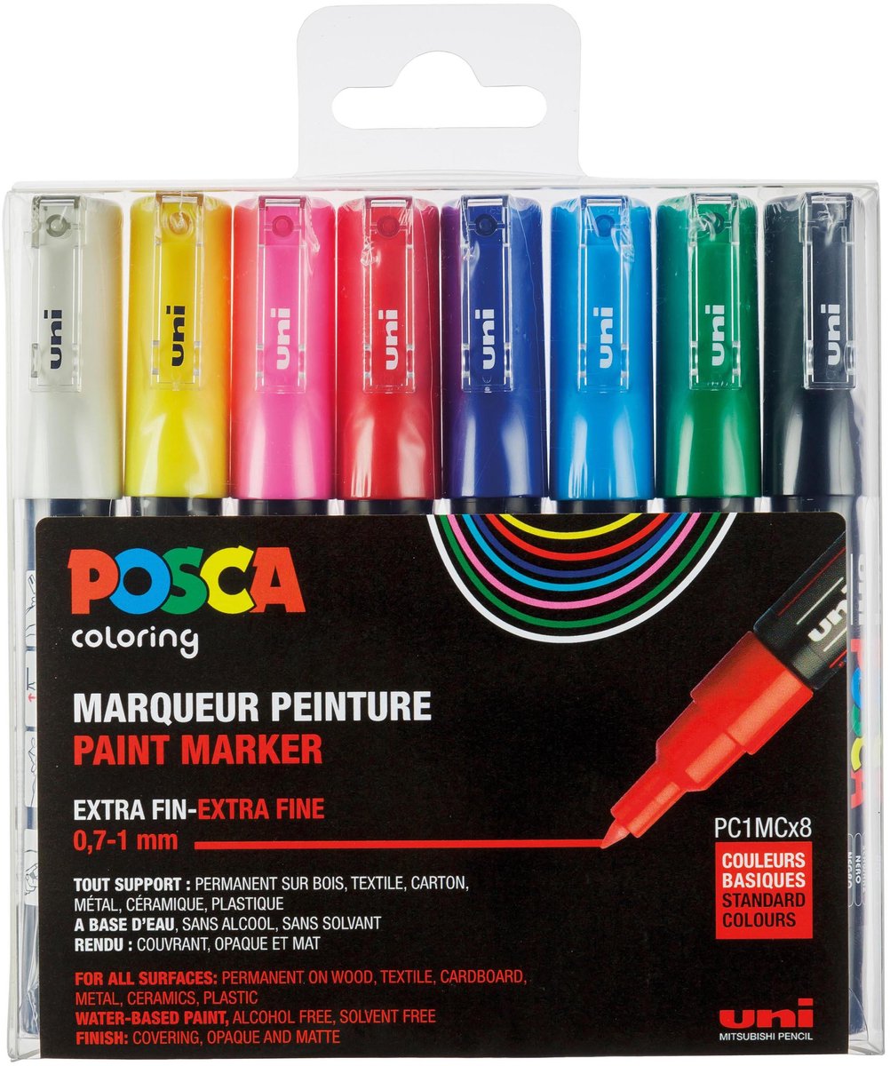 Posca tuschsæt - vandbaserede tuscher til enhver overflade - 0,7 mm