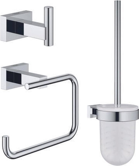 Grohe essentials kube tilbehørssæt - toiletrulleholder - toiletbørstesæt - håndklædekrog - krom