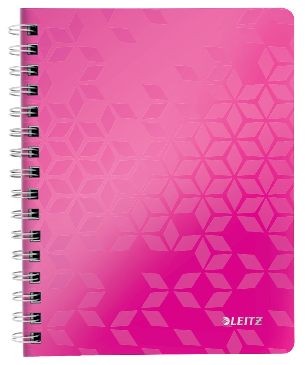 Leitz wow spiralbundet a5 notesbog - 80 ark - linet - pink