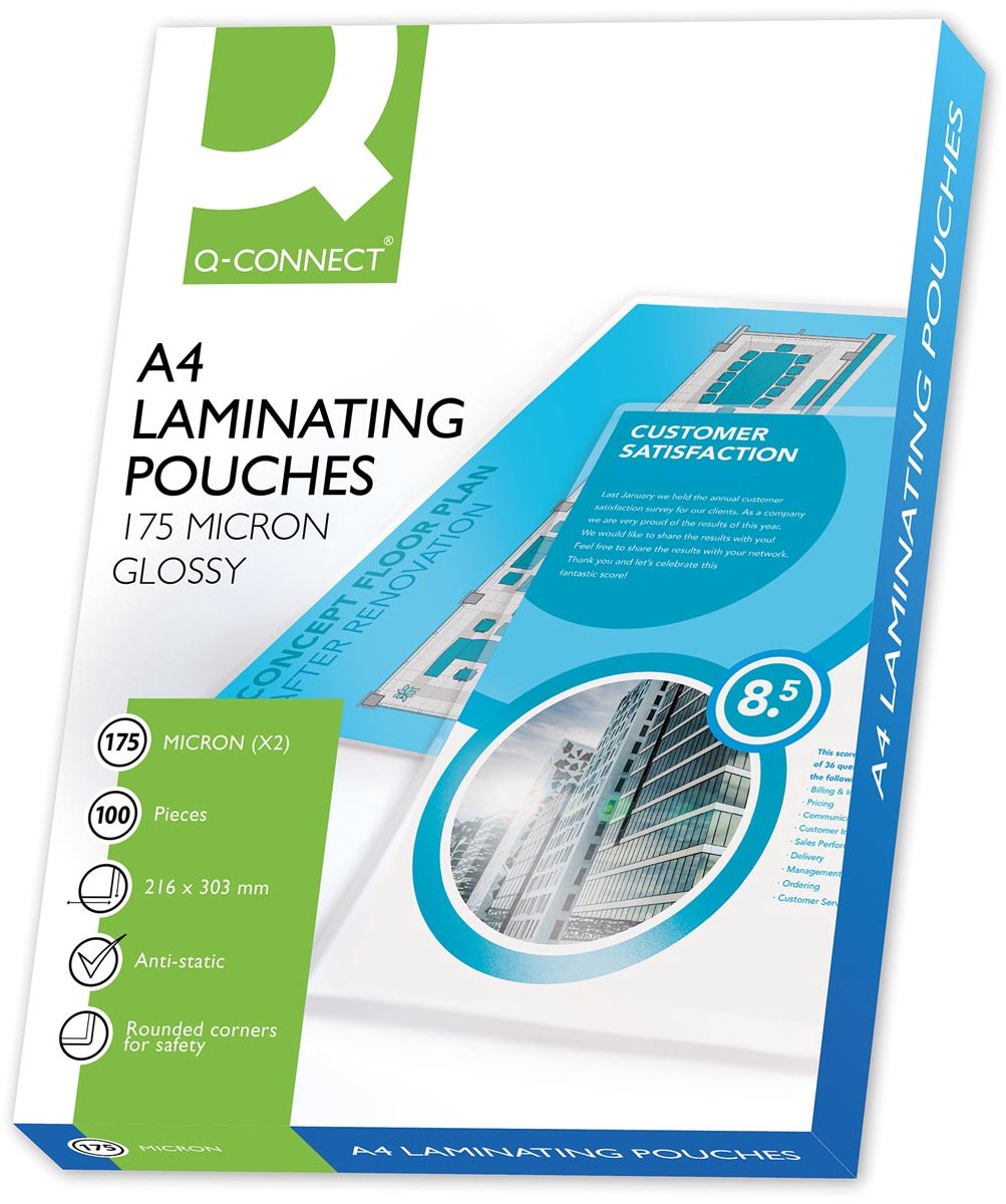 Q-connect lamineringspose a4 2x 175 mikron 100 stk