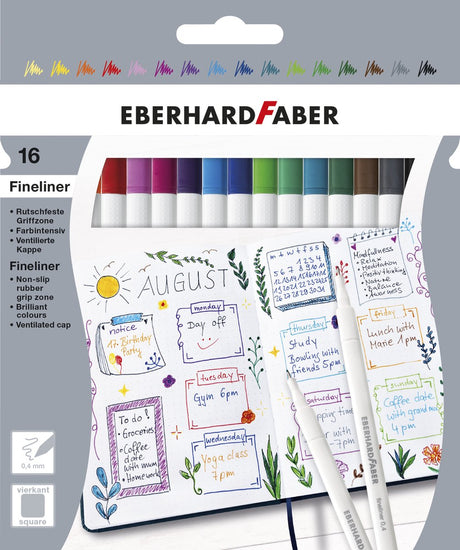 Eberhard faber fineliners - 16 stykker - 0,4 mm - papkasse - ef-551516
