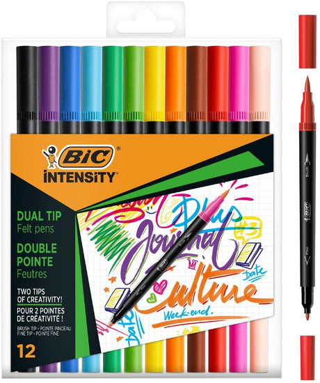 Dobbelt tusch bic 989695 farvesortiment 12 stk