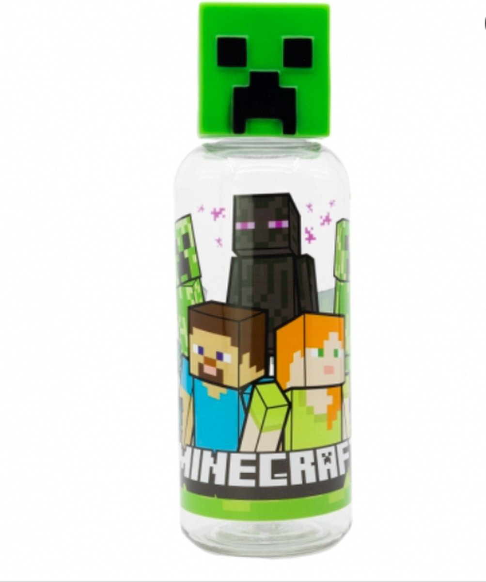 Star minecraft 3D drikkedunk - vandflaske - 560 ml - plastik - BPA-fri