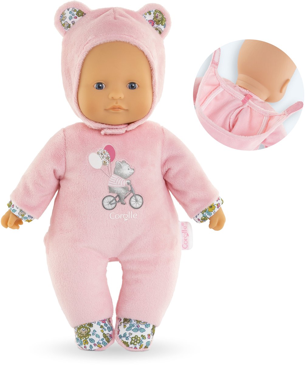 Corolle mon doudou sweet heart baby dukke pink bjørn, 30 cm