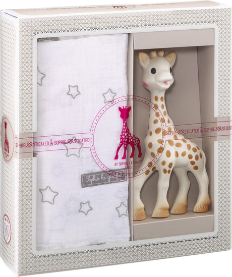 Sophie the giraffe sofistikeret gavesæt - babylegetøj - hydrofil klud - barselsgave - baby shower gave - 4-delt