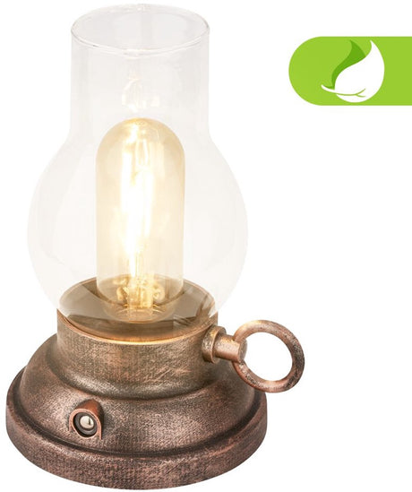 B.k.licht briloner kanea - genopladelig bordlampe - style olielampe - udendørs lampe touch funktion - dæmpbar havebelysning - ip44 - varmt hvidt lys - ø10,5 x 17,5 cm - bronze