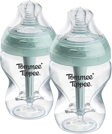 Tommee tippee avancerede anti-kolik sutteflasker - sæt med 2 x 260 ml sutteflasker - lav flowhastighed - 0m+
