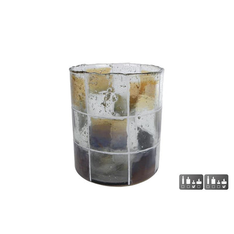 Cosydecor fyrfadsstage blokke l glas 11x11x13cm brungrøn