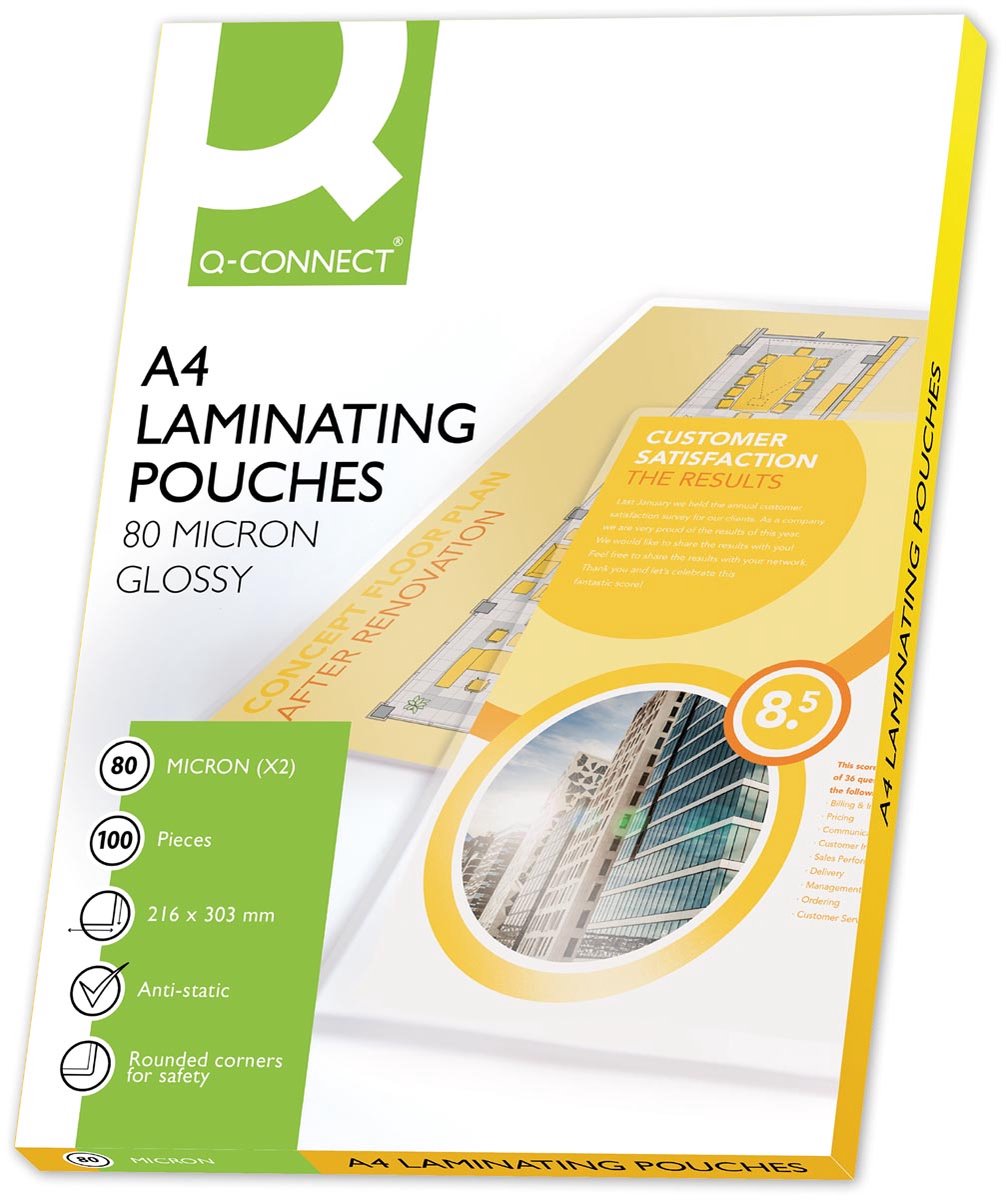 Q-connect lamineringspose a4 2x 80 mikron 100 stk