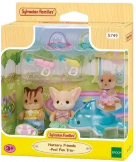 Sylvanian families 5749 trio småbørnsvenner pool sjov - inklusive 3 fløjlsbløde legefigurer